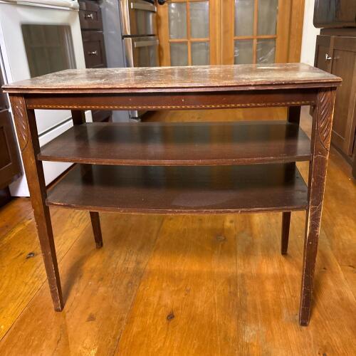 Vintage Wooden Side Table with Carved Details