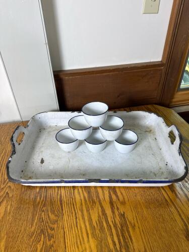Vintage Enamelware Tray with &Aring;ker Sweden Bowls