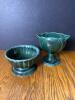 Hull USA Green Pedestal Compote and Bowl