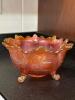 Marigold Carnival Glass Footed Bowl