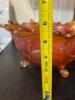 Marigold Carnival Glass Footed Bowl - 7