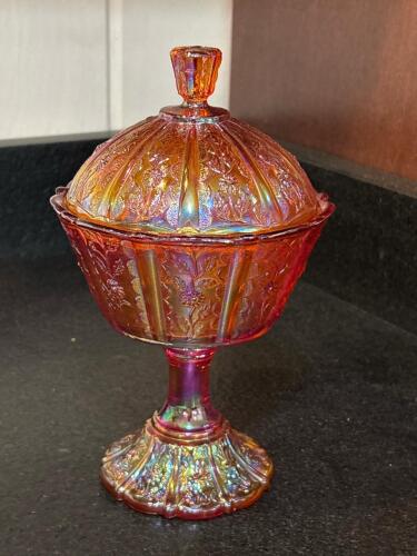 Iridescent Pressed Glass Covered Compote