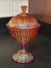 Iridescent Pressed Glass Covered Compote