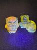 Aqua Glass Uranium Glass Owl and Cat Figurines - 2