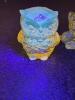 Aqua Glass Uranium Glass Owl and Cat Figurines - 4
