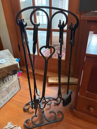 Wrought Iron Fireplace Tool Set With Stand