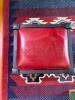Arts and Crafts-Style Upholstered Footstool with Red Cushion - 3