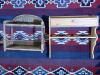 Two Wall Shelves: Wooden Shelf and Wicker Shelf