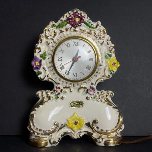Devereaux Porcelain Electric Mantel Clock with Floral Accents