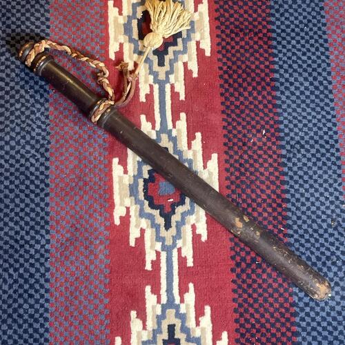Antique Turned Wood Police Baton with Cord and Tassel