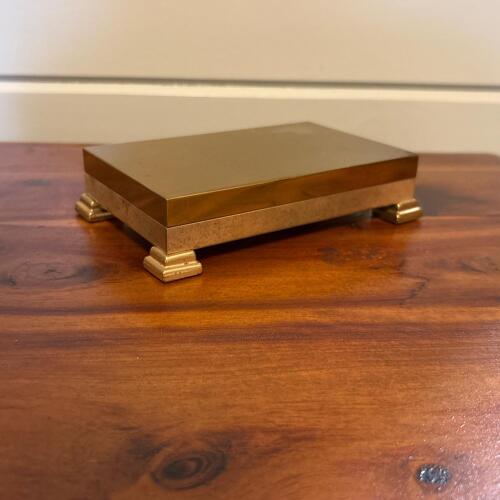 Vintage Footed Brass-Finish Cigarette Box