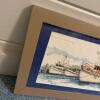 22.75" x 12.75" Framed Nautical Needlework Harbor Scene, Signed Pat 2013 - 4