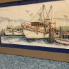 22.75" x 12.75" Framed Nautical Needlework Harbor Scene, Signed Pat 2013 - 6