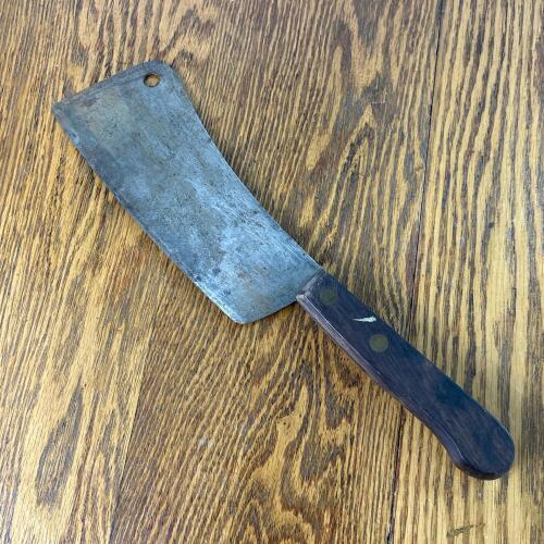 Vintage Butcher Cleaver With Wooden Handle