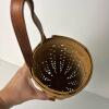 Two Longaberger Handwoven Hanging Baskets With Leather Handles - 3