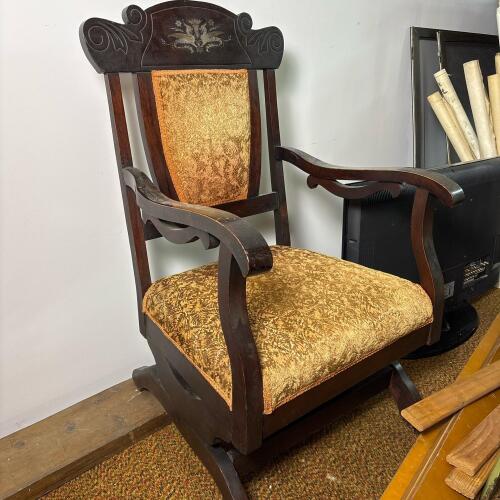 Ornate Victorian-Style Upholstered Rocking Chair