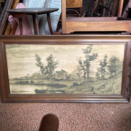 Rustic Framed Landscape Wall Art, 46"x24"