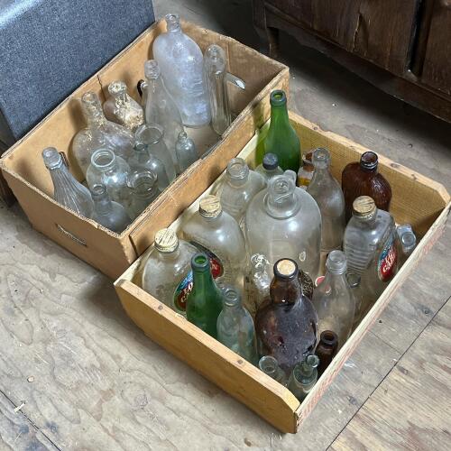 Assorted Vintage Glass Bottles and Jugs