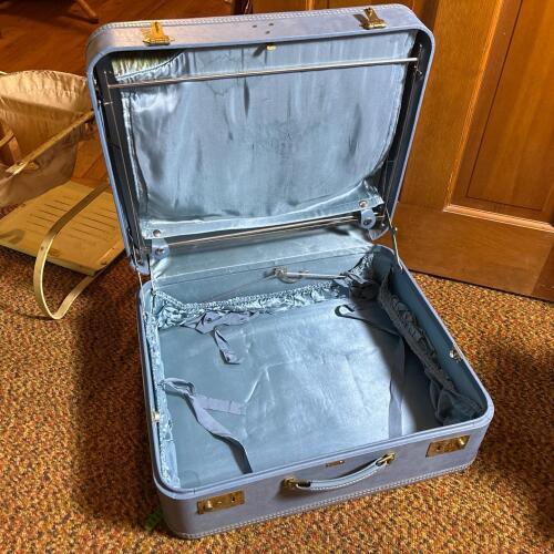 Vintage Warren Blue Hard-Sided Suitcase