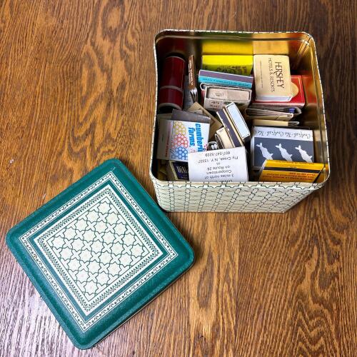 Vintage Tin Full of Advertising Matchbooks