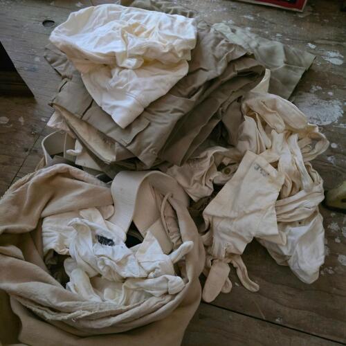 Assorted White and Khaki Fabric Clothing and Accessories