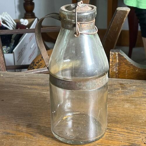 Antique Glass Battery Jar with Metal Handle, Circa 1898