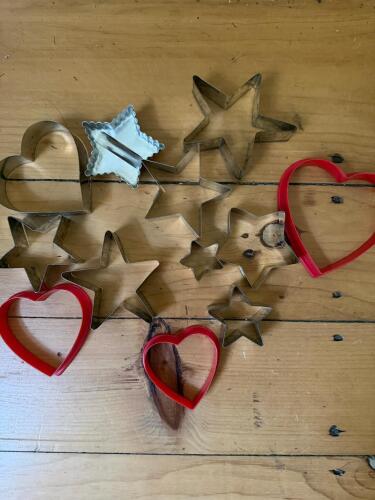 Vintage Metal and Plastic Heart and Star Cookie Cutters
