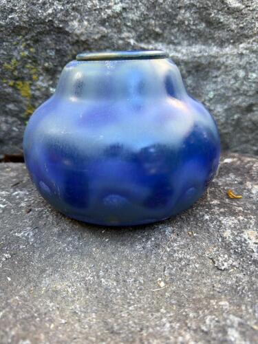 Blue Glazed Studio Pottery Vase With Insert