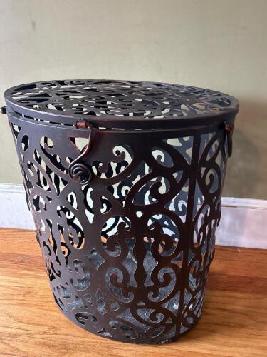 Metal Ornate Lidded Basket