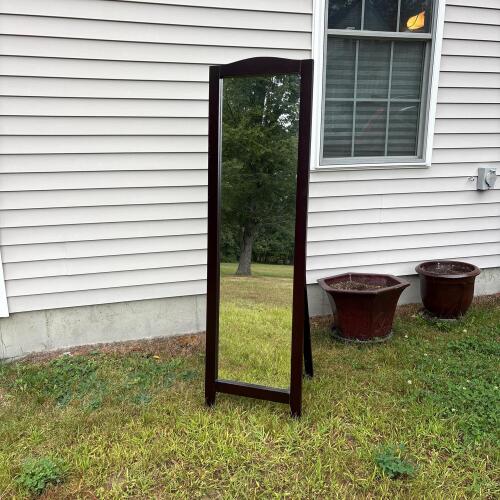 King's Brand Furniture Cheval Mirror with Dark Wood Frame