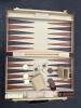 Folding Backgammon Set With Brown and Cream Game Pieces