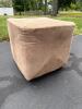 Cube Ottoman in Tan Microsuede Upholstery