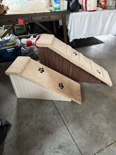 Custom Made Carpeted Pet Ramps with Paw Print Design