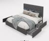 King Sized Upholstered Storage Bed Frame with Drawers