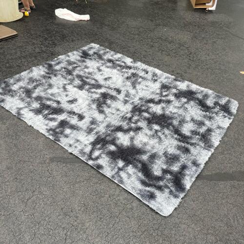 Gray and White Shag Area Rug