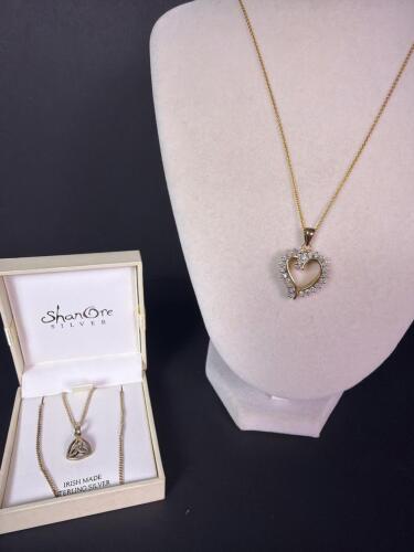 Sterling ShanOre Irish Pendant Necklace and Plated Sterling Necklace