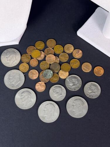 Assorted U.S. Eisenhower Dollars and Lincoln Wheat Cents