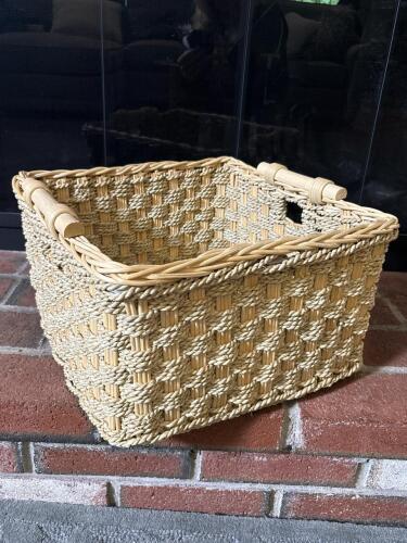 Woven Basket with Wooden Handles