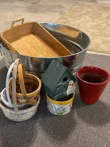 Galvanized Wash Tub, Wicker Baskets and More