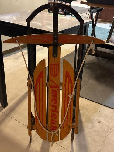 Vintage American Wood and Steel Sled