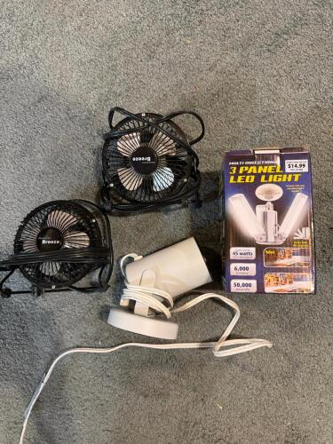Mini Hawaiian Breeze Fans and Multi-Directional 3 Panel LED Light