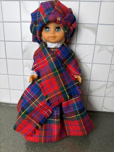 Scottish Vintage-Style Doll with Bonnet and Shawl