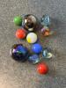Assorted Glass Marbles with Iridescent and Swirl Patterns