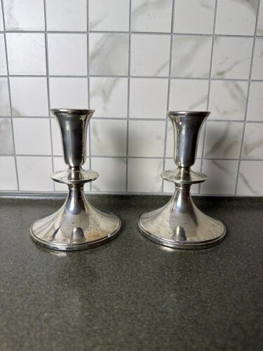 Pair of Sterling Weighted Silver Candlesticks