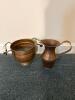 Copper Jardiniere and Hammered Copper Pitcher