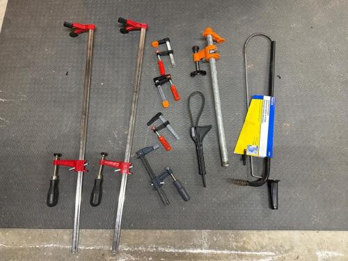 Assorted Clamps and Toilet Auger