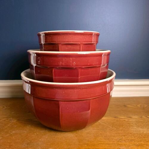 Emile Henry Mixing Bowls for Williams-Sonoma, Red Glaze