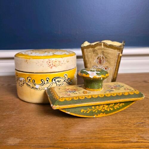 Hand-Painted Decorative Desk Accessories, Italy- and Japan-Style