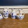 Delfts Blue Hand Painted Miniature Pottery Vases and Bell Set - 2