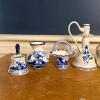 Delfts Blue Hand Painted Miniature Pottery Vases and Bell Set - 3